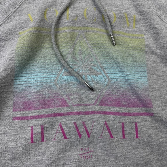 Volcom Hoodie Boys Medium Gray Pullover Hawaii Graphic Sweatshirt Soft Casual - Picture 3 of 11